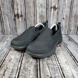Skechers Womens Go Walk Air Cooled Goga Mat Stretch Slip On Shoes Black Size 6.5